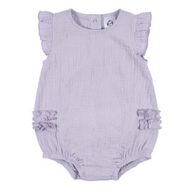 Gerber Baby Girls Sleeveless Ruffle Romper, Purple, 6-9 Months