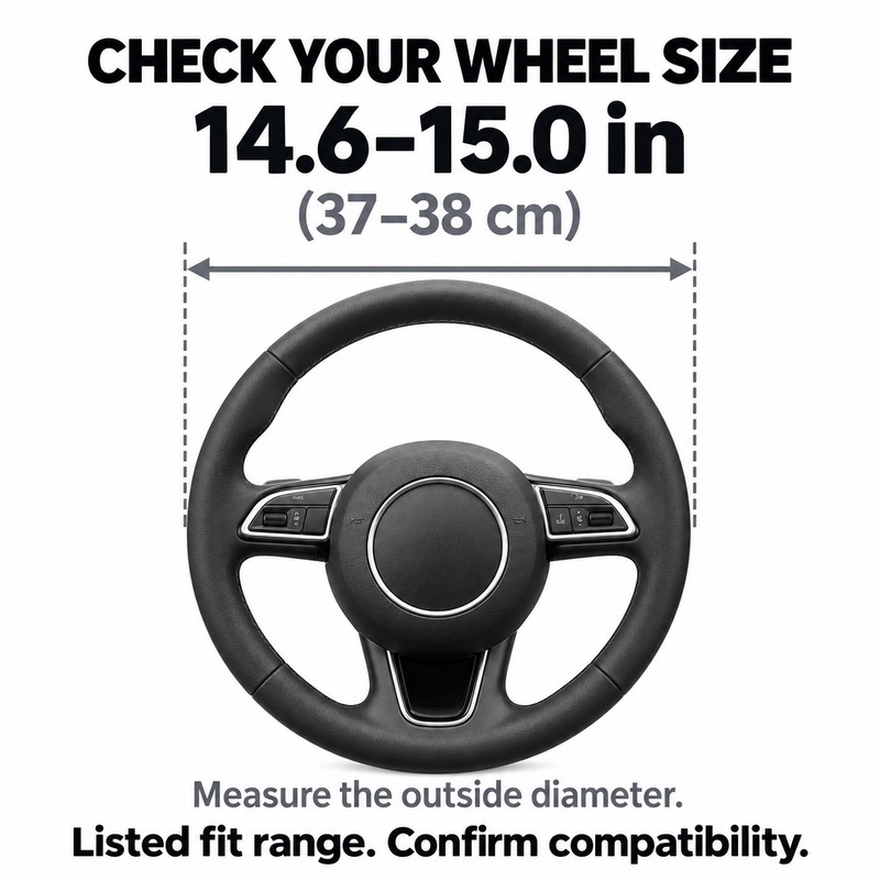 Suede Leather Steering Wheel Cover for Cars – Breathable Non-Slip