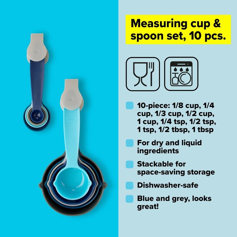 Tasty 10-Piece Measuring Cups and Spoons Set, Measuring Cups for