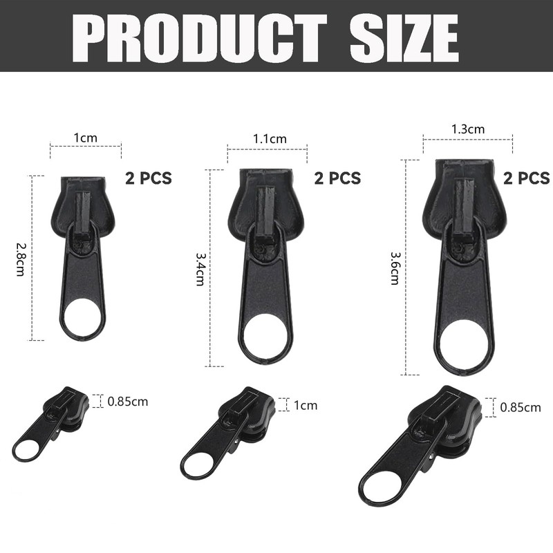 Pack of 6 Zip Slider Replacement, Beojonvy Zip Repair Set,
