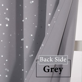 H.VERSAILTEX Blackout Star Curtains for Kids Room Boys Girls Twinkle Silver Stars Thermal Insulated Cute Thick Soft Curtain Drapes, Grommet Top, 1 Panel, 52" W x 84" L, Grey