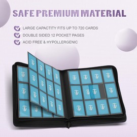 TCGUARD 12 Pockets Trading Card Zipper Binder for 720 Cards| Secure Side Loading Pockets | Trading Card Album Folder | Compatible with YuGiOh, MTG,Sports Cards (Purple 12)