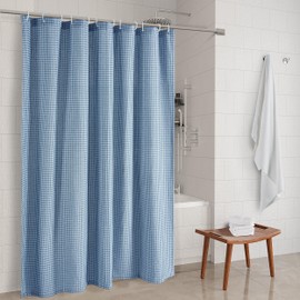 LANE LINEN Blue Shower Curtains for Bathroom – 72x72 Shower Curtain, Waffle Weave Bath Curtain, Hotel Luxury Fabric, Heavy Duty, Quick Dry, Easy Care, Machine Washable – French Blue