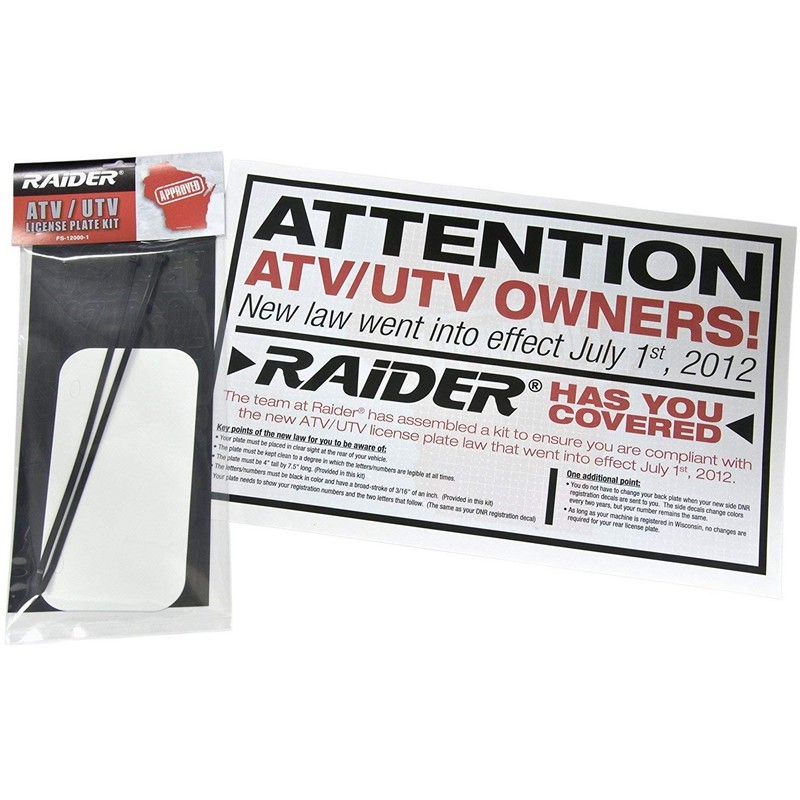 Raider FS-12000-1 ATV/UTV Wisconsin License Plate Kit with Numbers and