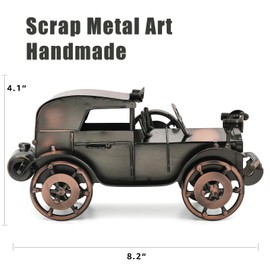 QIRLOEU Classic Car Gifts for Men, Unique Cool Birthday Gift Ideas, Vintage Car Decor for Room, Home, Office, Man Cave, Garage, Antique Scrap Metal Model Car Ornaments (M-1)