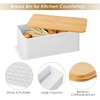 Widousy Bread Bin with Bamboo Lid, White Bread storage box