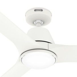 Hunter Fan 52 Inch White Indoor/Outdoor Ceiling fan with Light and Remote for Bedroom, Living Room, Office, Kitchen, Porch (Renewed)