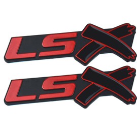 Aimoll 2PCS LSX Side Fender Rear Lid Boot Trunk Emblem Badge for Chevy Camaro Corvette(Black Red)