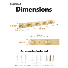 JIASENBAO 1 Pack Coat Rack Wall Mounted Gold Brass Towel Hooks for Bathrooms Wall Hooks for Hanging Coat Robe Hooks Kitchen Decorative Heavy Duty Zinc Alloy