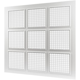 Vent Systems 2' x 2' ft Plastic Suspended Ceiling Plate with Square Grid - 9 Piece Grid Register - Drop Ceiling Vent Cover - Increase Lightning - Reduce Dust Accumulation - 24" x 24" Inch Grille