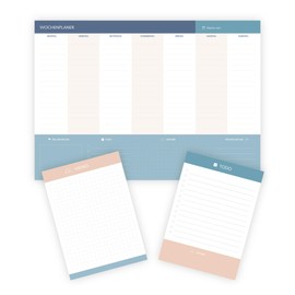 TEMONTO Weekly Planner A4 + ToDo List A6 + Memo Pad A6 Set of 3 | 50 Sheets Home Productivity
