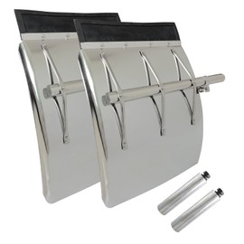 GaeaAuto 24"x31" Stainless Steel Quarter Fender Set Mud Flap Hangers with Single Bolt Mounting Bracket Fit for Semi Truck Trailer, 2 Pack