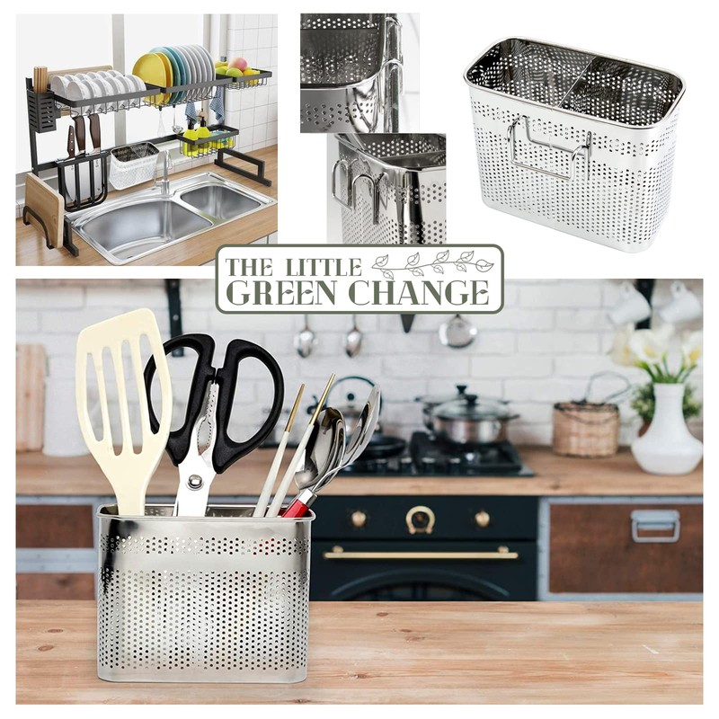 Kitchen Utensils Chopsticks Holder Drying Rack Basket with Hooks 2