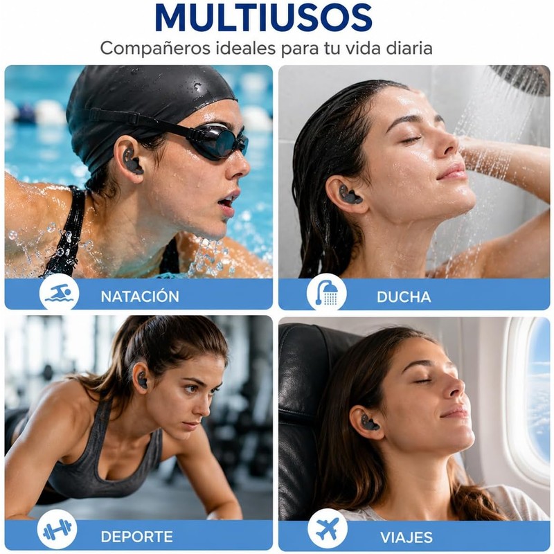 Tapones de oídos para natación KRELVIXOS – 5 pares de