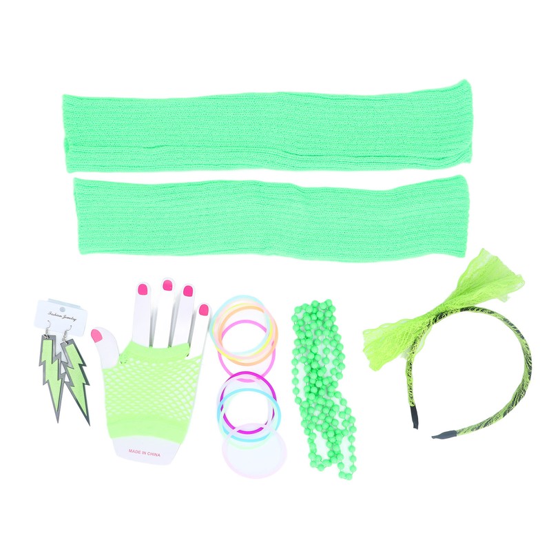 80s Earring Neon Headband Set Accessories Silicone Light Bracelets Headband