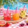 48 Set Clear Pink Bucket Cups with Lids and Straws,