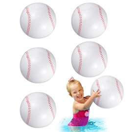 Inflatable Baseball 12.6 Inch Large Baseball Beach Ball Pool Float Blow up Ball Toys Baseball Party Favors Sport Pool Ball for Kids Summer Outdoor Baseball Games Sports Party Activity (6 Pack)