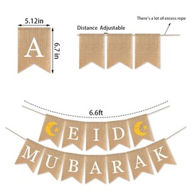 Eid Mubarak Banner Mubarak Decoración de fiesta Ramadán Suministros de decoración de fiesta (Eid Mubarak 2 unidades)