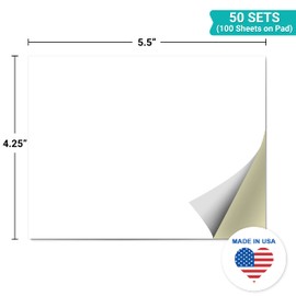 321Done 2-Part Blank Carbonless Pad, 4.25x5.5 Landscape, Made in USA, Cute Carbon Copy Notebook for Memos, Sketching, Notes, Craft Boutique Business Receipt (50 Sets) White/Yellow