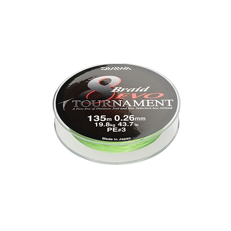 Daiwa Tournament 8 Braid EVO 0.18mm, 15,8kg/34,7lbs 135m chartreuse