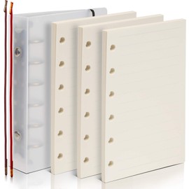 LEOBRO 3-Piece Set of 3 Notepads, Mini 6 Holes, Personal Notebook, Cream, 0.3 inch (7 mm) Horizontal Rule, 135 Pieces, A7 Pocket Size, Notebook, Memo, Business, Organization Refill, Notebook Refill, System Binder, Transparent PP