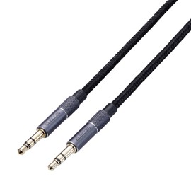 Elecom AX-35MA20BK Audio Cable, Stereo Mini Plug, 6.6 ft (2.0 m), Aluminum Connector, AUX Cable, 1.3 inches (3.5 mm), Black
