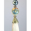 Long Blonde Light Wood with Cream & Metallic Green Iridescent