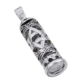 aJudaica Sterling Silver Mezuzah Pendant with Star of David