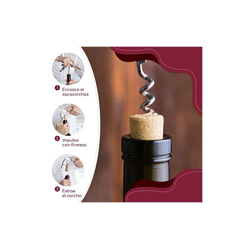 Vituzzi Set de 4 Sacacorchos para Vino de Acero Inoxidable