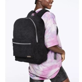 Victoria's Secret New Victoria's Secret PINK Corduroy Backpack  Padded Straps Black Fits Laptop