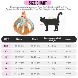 Eyein Cat Harness and Lead Set for Walking, Adjustable Soft Sturdy Faux Suede Escape Proof Kitten Vest Harness and leash with Reflective Strip for Large Medium Small Cats(Green & Orang, L)