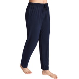 Latuza Pantalones de pijama de punto para mujer, Azul marino/flor y brillo, M