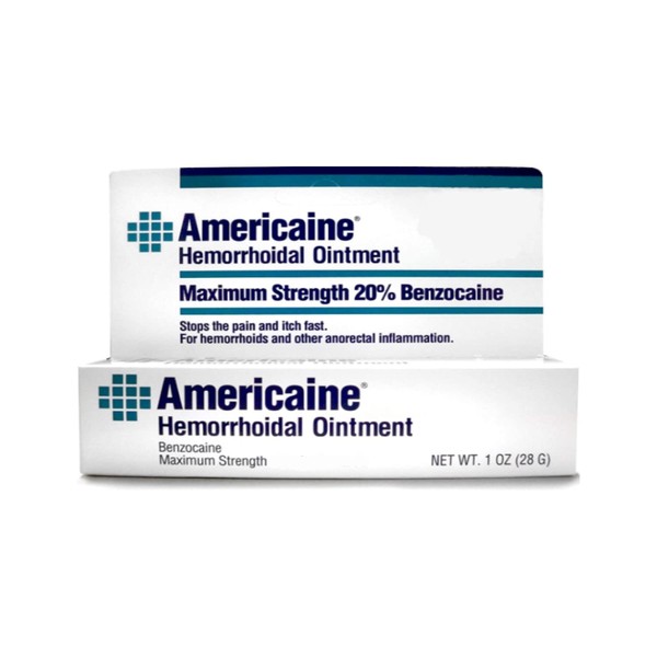 Americaine Hemorrhoidal Ointment Maximum Strength 20% Benzocaine 1 oz (Pack of 4)
