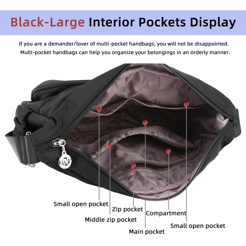 MINTEGRA Women Shoulder Handbag Roomy Multiple Pockets Bag Ladies Crossbody