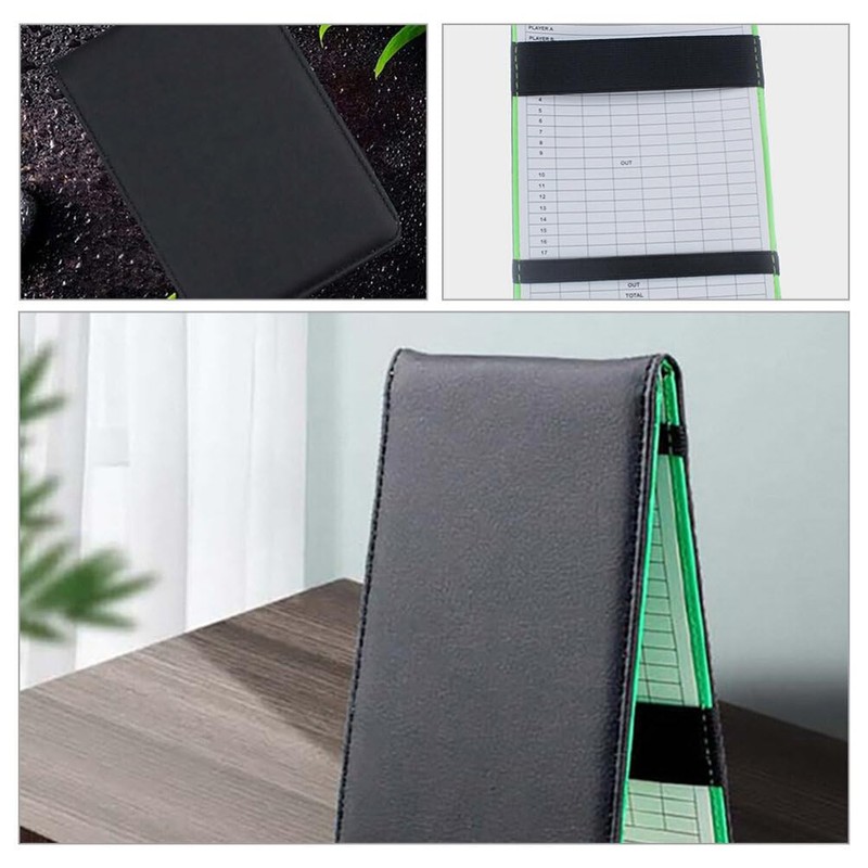 Baluue 1set Golf Scorecards Holder Pu Leather Golf Scoring Book