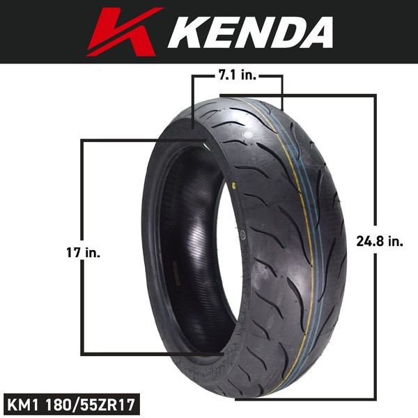 Kenda KM1 Sport Touring Rear Motorcycle Tire 180/55ZR17 73W TL w/Headwear
