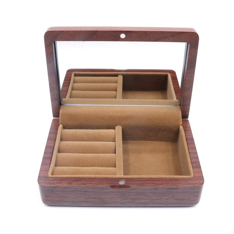 Shiwaki 4.7"x3.1"x1.6" Black Walnut Solid Wood Small Jewelry Storage Box