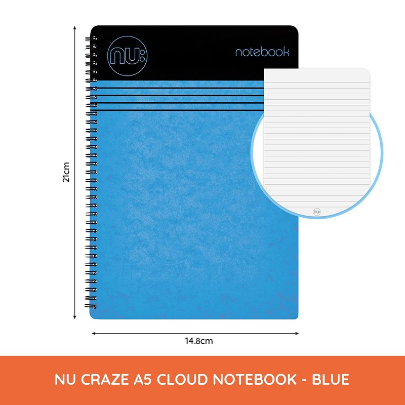 NU Notebooks - Craze Cloud Range - A5 Blue Notebook