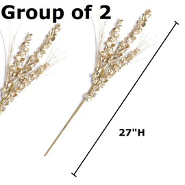 Factory Direct Craft Group of 2 Champagne Artificial Metallic Leaf and Glittered Grass Sprays for Holiday Floral Arrangements, New Year's Eve Decorations and Fall Displays - 27" L