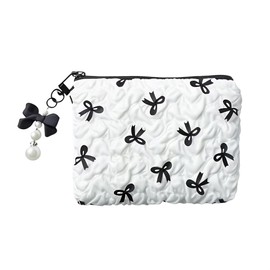 TAVBAGVSK Small Makeup Bag for Purse Bow Makeup Pouch Cute Cosmetic Pouch for Women Portable Mini Cosmetic Bag Travel Mini Makeup Bag For Lipstick Keys Bank Cards