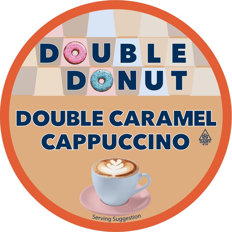 Double Donut Coffee Cappuccino Pods, Caramel Cappuccino, Single Serve for