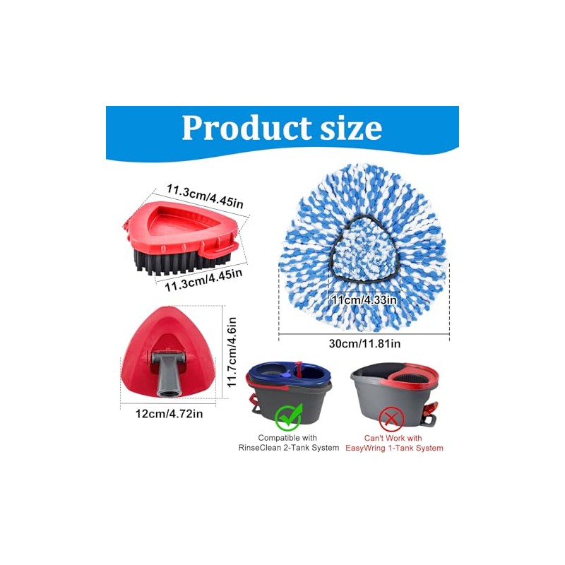 Mop Heads Replacements for O-Cedar RinseClean 2-Tank Spin Mop, Mop