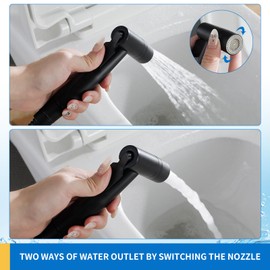 Black Handheld Bidet Sprayer, Warm Water Bidet Sprayer for Toilet for Feminine, Hot and Cold Bidet Brass Rough-in Valve, Toilet Hose Sprayer Attachment Set, Pets and Baby Diaper Wash