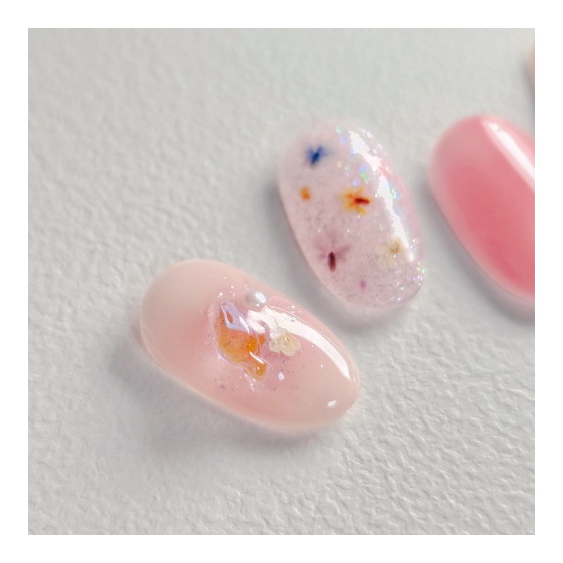 Fleur Handmade Nail Tips Fresh Flower Nails - Almond Short