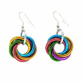 Mobii PRIDE Earrings Stylish Colorful Infinity Loop Spiral, also Discreet Wearable Fidget (Small, Rainbow)