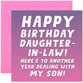 Old English Co. Funny Happy Birthday Card for Daughter-in-law - Well Done for Dealing With My Son - From Father and Mother-In Law | Blank Inside with Envelope