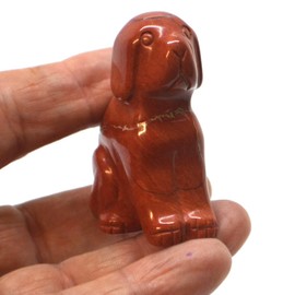 Red Jasper Dog, Stoned Animal Dog, Gemstone Animal Jasper Red 5 cm