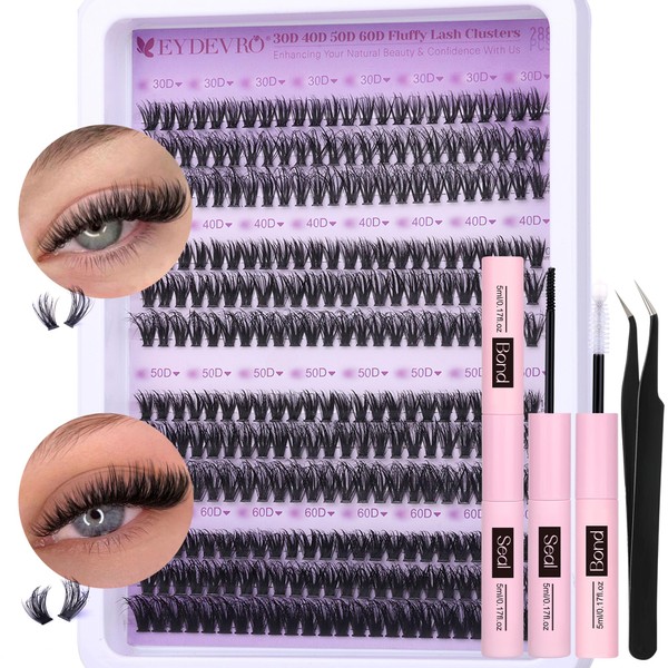 EYDEVRO Fluffy Lash Clusters Kit 30D40D50D60D Lash Extension Kit Cluster