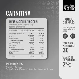 Carnitina 600 Mg, 60 Cápsulas, Quema Grasa y Transformala en Energía, Sin Aditivos o Excipientes, Ultra Pura, Calidad Premium Sabor Natural