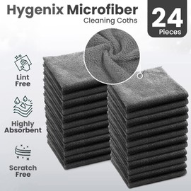 Canadian Linen Microfiber Cleaning Cloths, 24 Pack 12”x12” Multipurpose Cleaning Towels for Automobiles, House, Cars, Windows, Ultra Absorbent Kitchen Towels Soft Quick Dry Wash Cloths (Not Terry Cotton Towel) – Grey